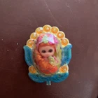 Vintage Mattel Jewelry Kiddles Flower Locket Brooch Tiny Doll Inside – 1967