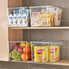 4Extra Large Lidded Plastic Container , Clear Stackable Storage Boxes for Cabine