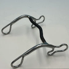 5” Western Curb Bit Partrade - Swept Back Cheeks Teardrop Rein Slots Sweet Iron