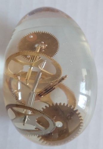 Clear Lucite Egg W/ Clock Gears Inside - Picture 6 of 10