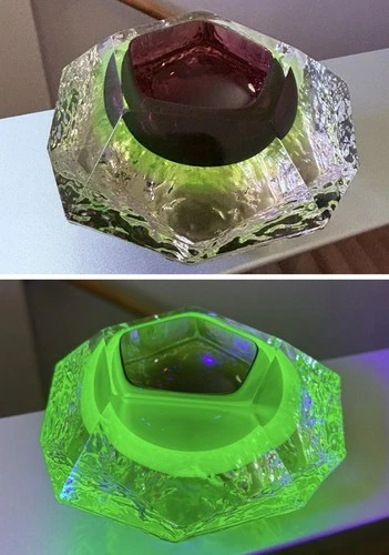 STUNNING URANIUM Alessandro Mandruzzato Murano Ashtray Wow!