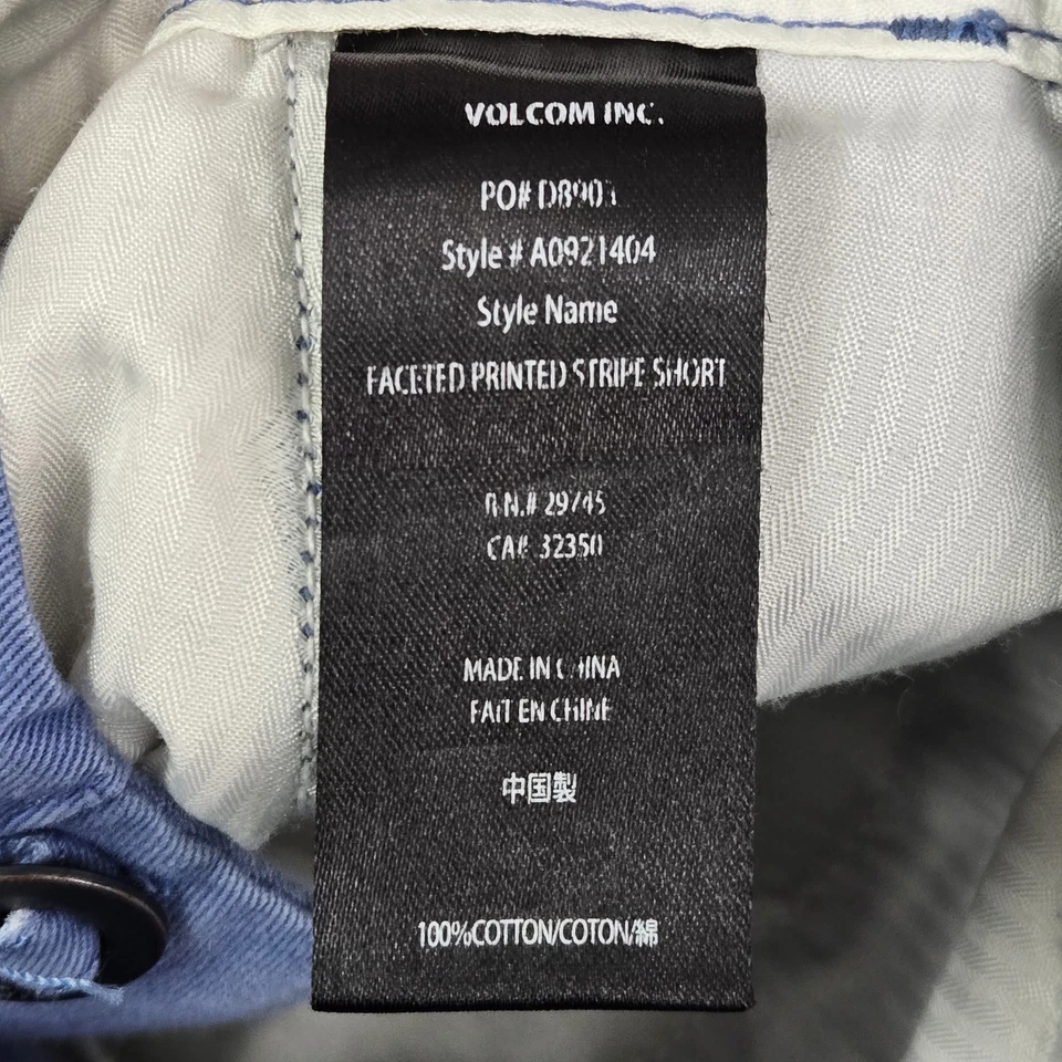 Pantalones Cortos Volcom Hombre 32 Azul Rayas Sarga 9" Entrepierna Foto 4 de 4