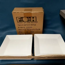 Set of 4 New FOH Front of The House Porcelain Square KYOTO White Dishes plates