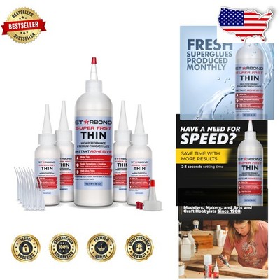 CA Super Glue 16oz Refill Kit - Ultra-Fast Thin Adhesive, Water Resistant, Wo...