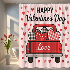 Valentine's Day Shower Curtain with Hearts and Love Design