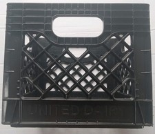Classic United Dairy Black Plastic Milk Crate With Black Raised Logo