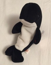Ty Beanie Baby WAVES the Orca Whale - Dec 8 1996 - w/Rare Tush Tag Star Sticker 