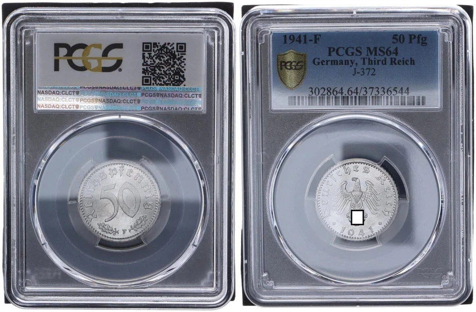 3. Reich 50 Pfennig 1941-F PCGS MS64 Prachtexemplar Stempelglanz   105376 - Bild 1 von 1