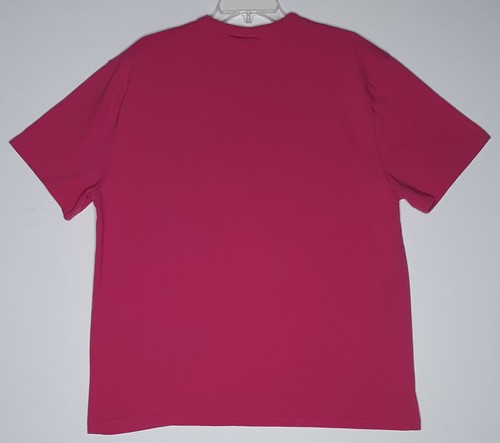 T-shirt Champion blu bar rosa brillante XL logo scritto ricamato anni 90 vintage - Foto 4 di 6