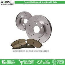 Axiombrakes Front Drilled Brake Rotors SemiMetal Pads for 2015-2023 Ford Mustang