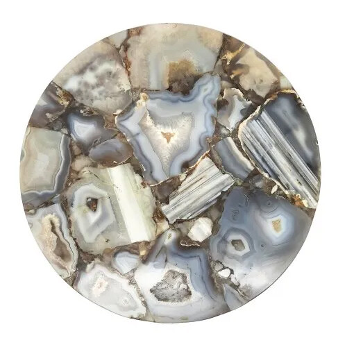 15"x15" Natural Gray Agate Coffee table Lift Top Round Handmade Furniture Decor - Picture 1 of 3