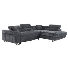 Wohnlandschaft Ecksofa Miami Tilia Grau Bettkasten Kopfteilverstellung rechts