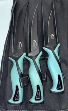 Danco Fillet Knife Set - Roll Up Bag - 3 Knives 5" 7" & 9" In Case - Seafoam