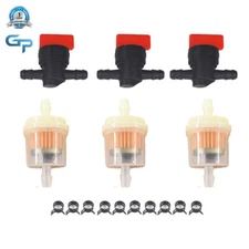 1/4" In Line Fuel Gas Filter Shut Cut Off Valves Clamps 494768 697947 698183