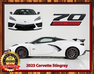 2023 Corvette Stingray - Pearl White - 70th Anniversary - Metal Sign 11 x 14