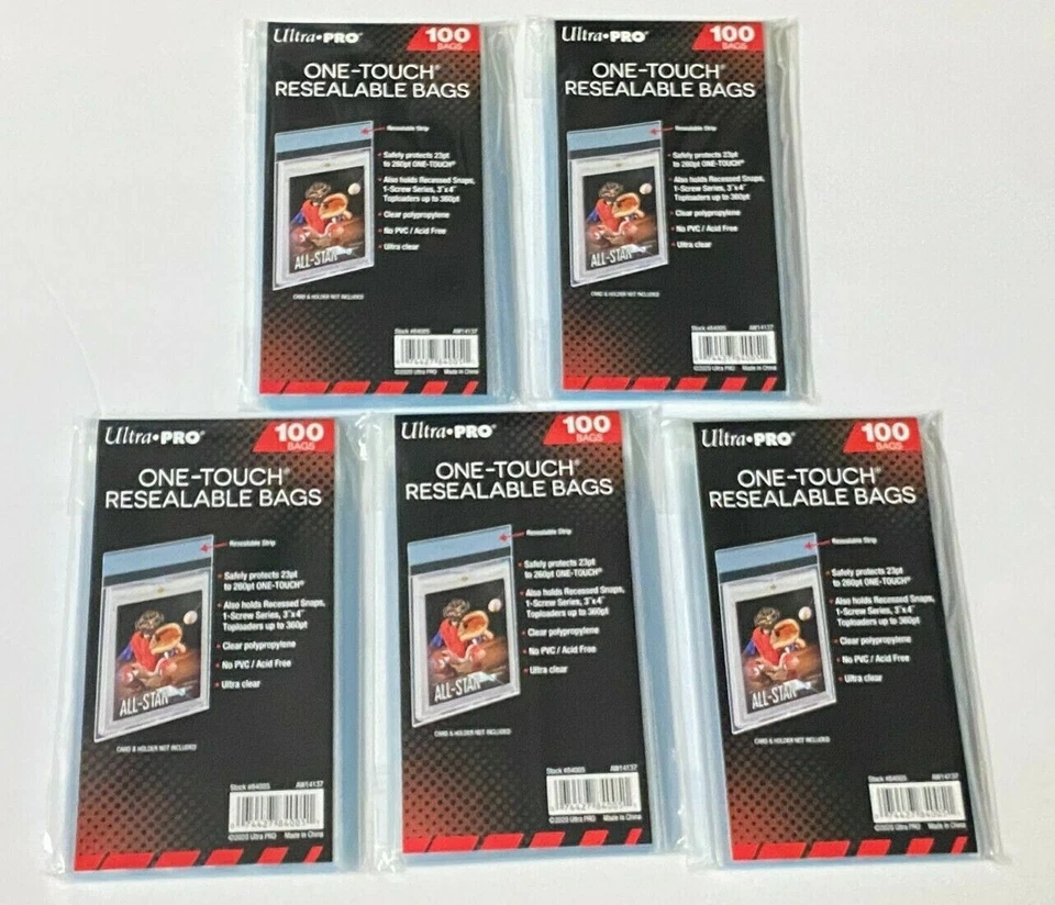 500 Ultra Pro One Touch Resealable Bags Poly Sleeves for Card Holder
