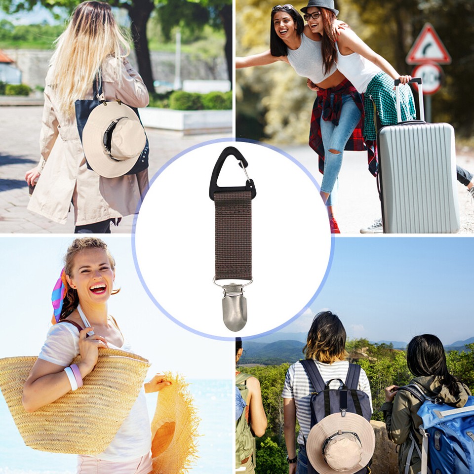 Hat Clip On Bag Canvas Portable Hat Keeper Clip Travel Outdoor