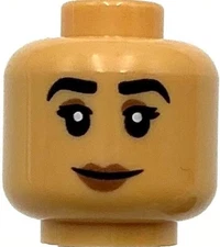 Lego New Medium Tan Minifigure Head Dual Sided Female Brown Eye Shadow Lips Part
