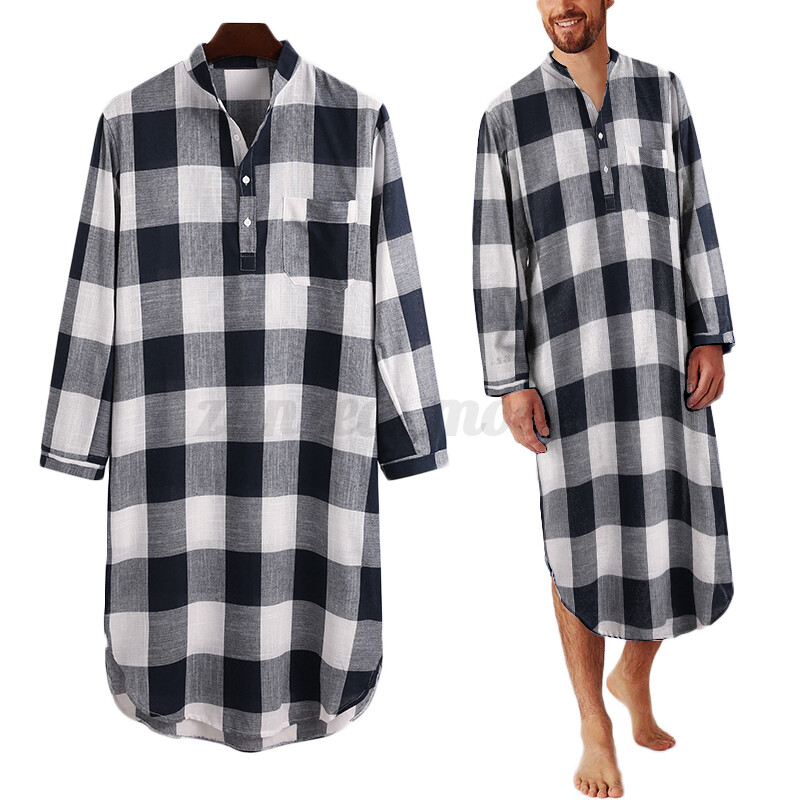 Men Long Sleeve TShirt Pajamas Loose Comfy Sleepwear Nightshirt Maxi