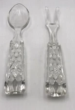 Glass Fork & Spoon Salad Serving Set Anchor Hocking Vintage RARE Wexford Pattern