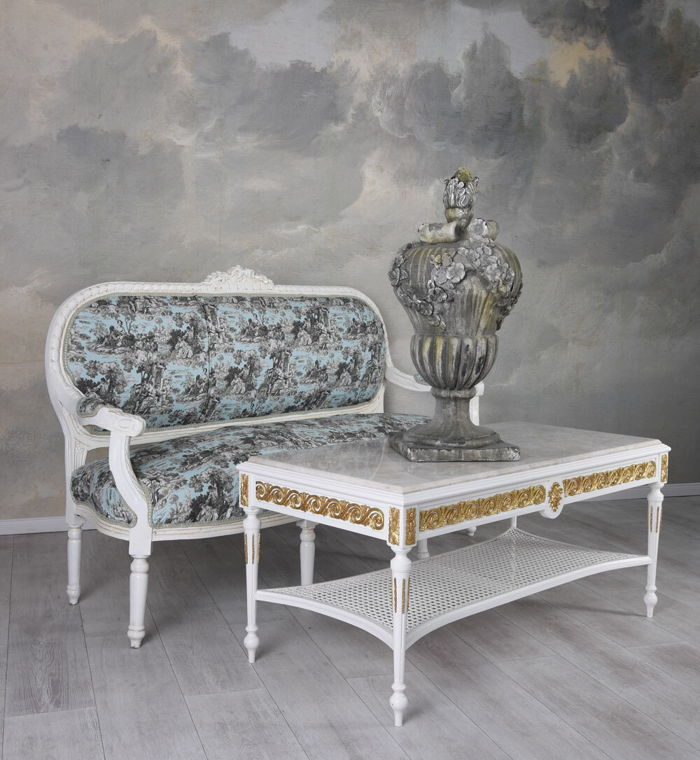 Pouf Pop Toile-de-Jouy rose et blanc En vente sur Pouf Pop Toile-de-Jouy rose et blanc En vente sur