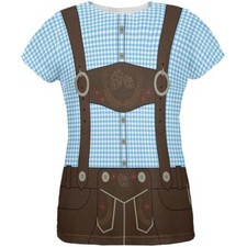Oktoberfest Blue Lederhosen Costume German All Over Womens T Shirt