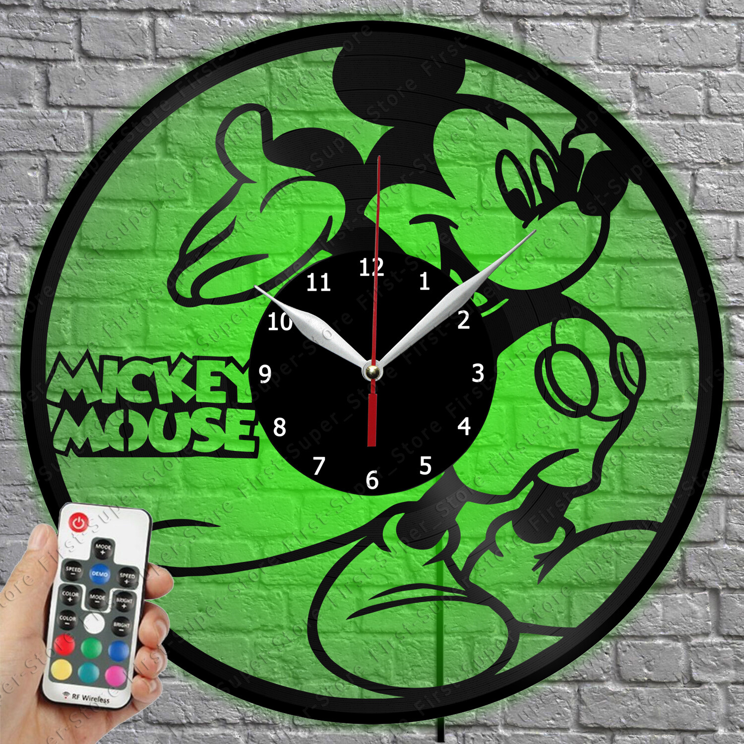 Mickey Mouse LED Wall Clock with Vinyl Record Design and Light Up Feature 1495
