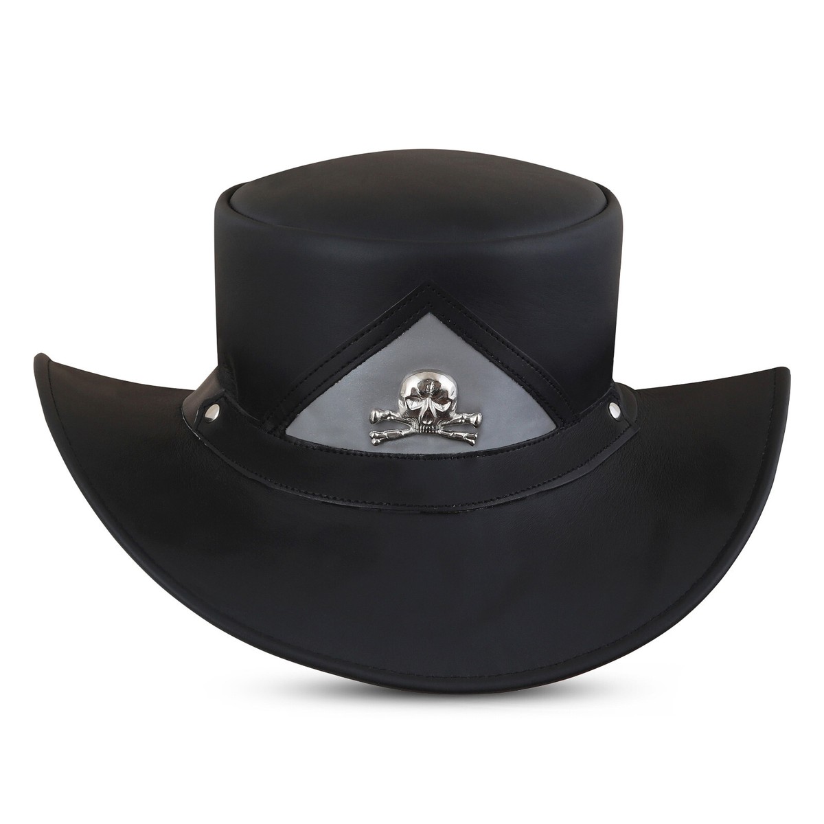 Leather Hat Men Western Cowboy Hat Gothic, Steampunk-Inspired Black Leather  HAT