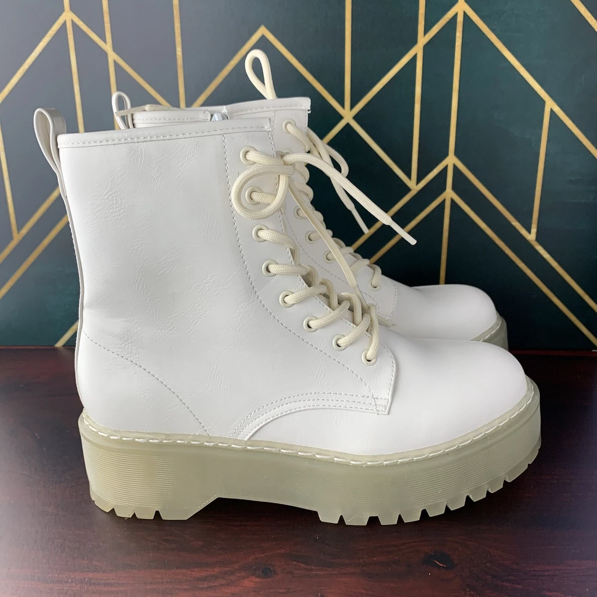 Steve madden white platform boots cheap