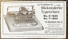 Antique 1899 BLICKENSDERFER TYPEWRITER Vtg Print Ad~Scientific Keyboard No.7 Pic