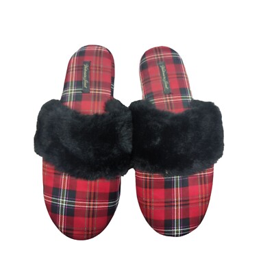 Victoria's Secret Red Plaid Slippers Size Medium