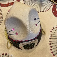 Vintage Sombrero Authentic Mexican Mariachi Cinco de Mayo Horseshoes Red Hat 22"