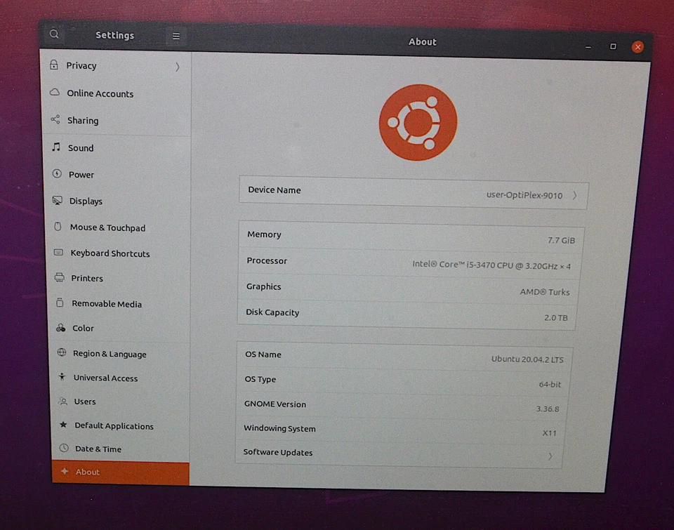 Dell Optiplex 9010 MT, 3.2gHz Core i5-3470, 8GB RAM, 2.0 TB HD, Ubuntu *Used*  - Image 2 of 4