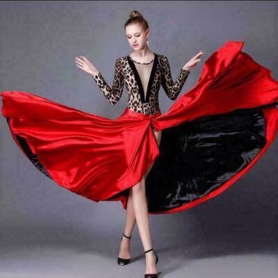 Latin Ballroom Dance Skirt – Slanted Ruffles, Asymmetric Hem, Adjustable Drawstring Waist - View #6