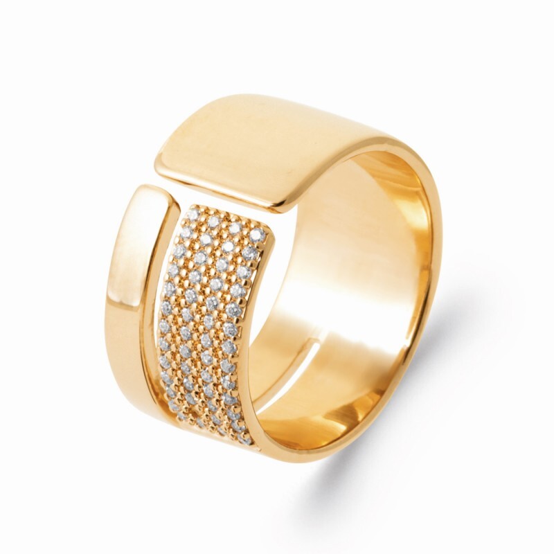 Bague anneau pavé de zirconium plaqué or, le cadeau d'anniversaire idéal pour femme en taille 54