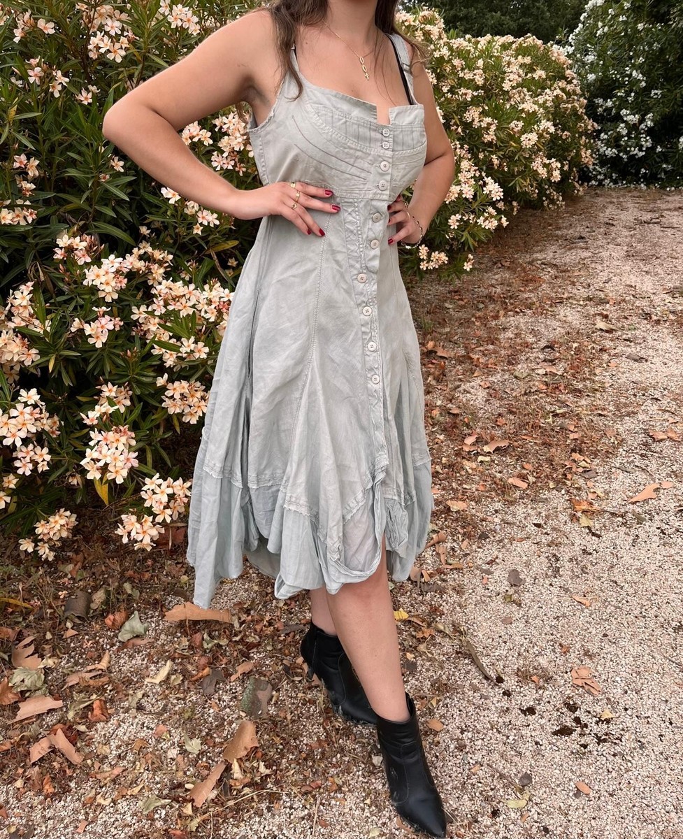 Robe Grise Boho Chic Avec Jupon – Marithé & François Girbaud – Taille 40