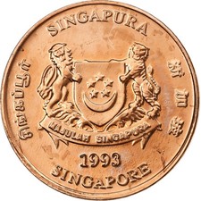 [#1308070] Singapore, 1 Cent, 1993, Singapore Mint, Copper Plated Zinc, MS