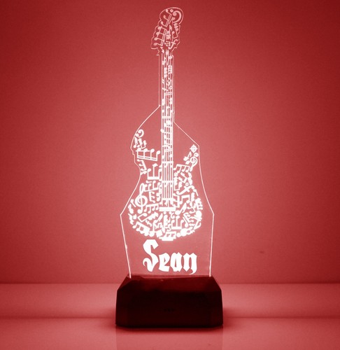 Electric Guitar, Engraved LED Night Light,16 Colors with Remote, Musician Lamp - Picture 8 of 9