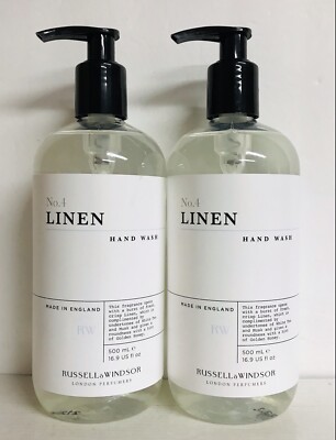 2 Bottles Russell & Windsor ~ Linen Moisturizing Hand Soap 16.9 fl oz Each