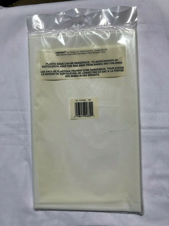 Amscan 84" Round Tablecloth, Plastic Table Cover, White - Image 2 of 2