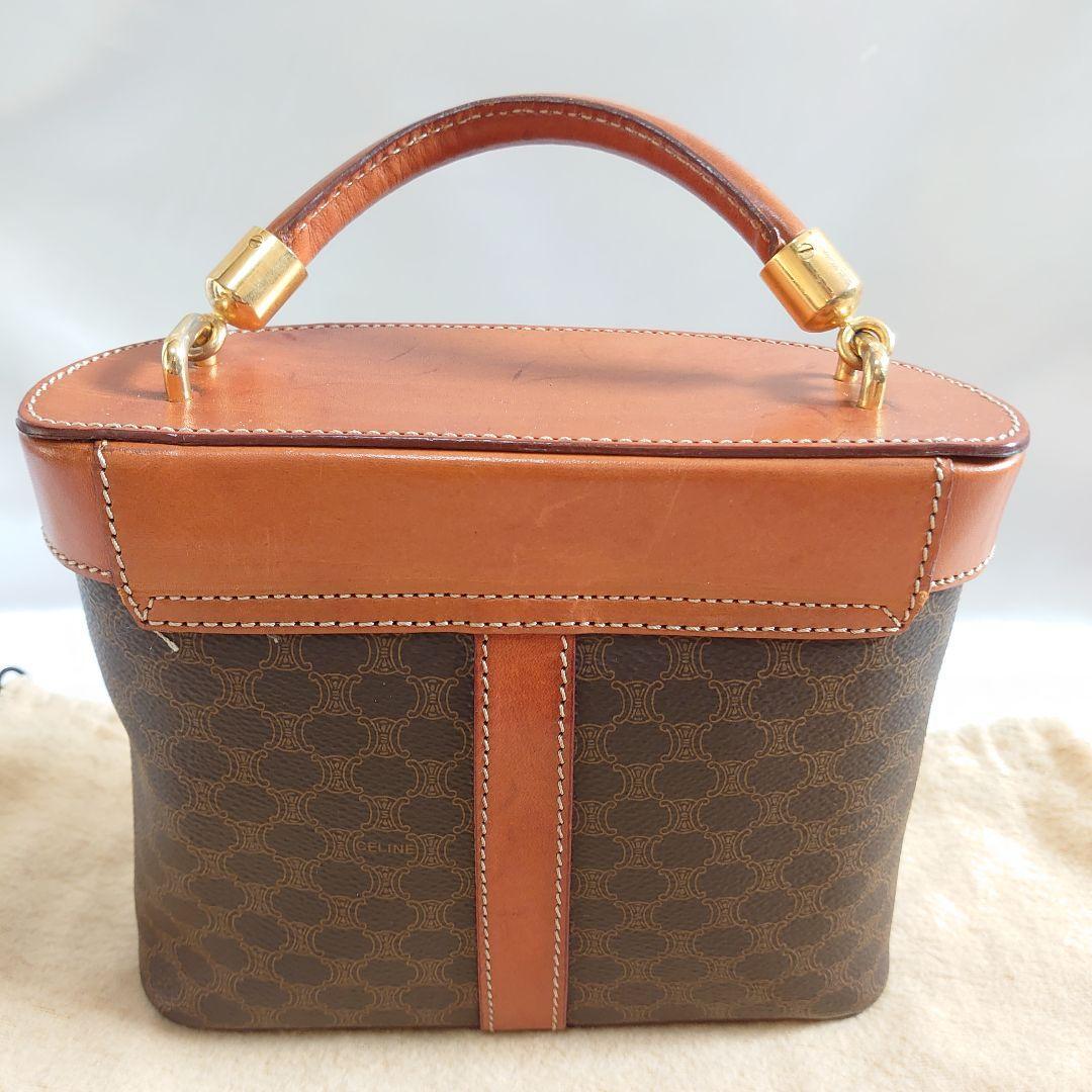 バッグ Celine Macadam Vanity Pouch Bag Brown Celine Vanity Bag Pouch Macadam Leather Brown All-Over