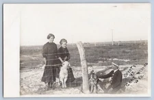 Wyoming WY Coyote vs Goat Riding Real Photo Postcard RPPC 1904-20