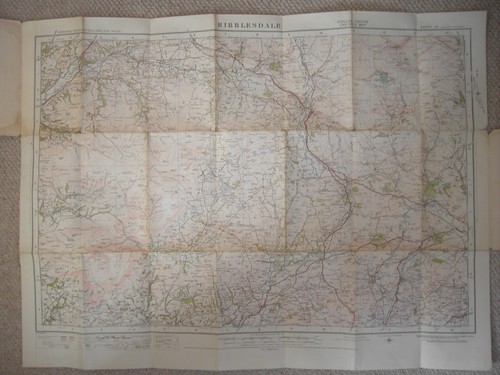 ORDNANCE SURVEY Ribblesdale map 25. 1" Vintage Cloth 1924. Barnoldswick, Settle - Picture 4 of 15