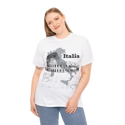 T-Shirt Italia Kolosseum italienische Architektur Karte T-Shirt Unisex 2 Farben Souvenir - Bild 15 von 21
