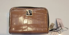 VICTORIAS SECRET THE VICTORIA SMALL WALLET CREDIT CARD ID CASE BROWN CROC NWTs