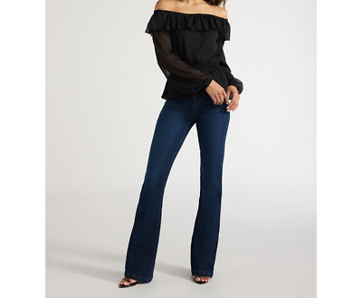Sofia Jeans Womens Top Size L Black Off Shoulder Ruffle Peplum Pullover Ruffle
