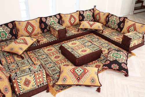 Arabic Living Room Sofa Set, U Shaped Floor Seating, Arabic Majlis Sofa, Jalsa - Picture 11 of 31