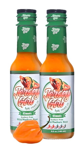 Jersey Girl Clásico Habanero Salsa Caliente Paquete de 2 5oz Libre de Sodio Vegano Keto NJ
