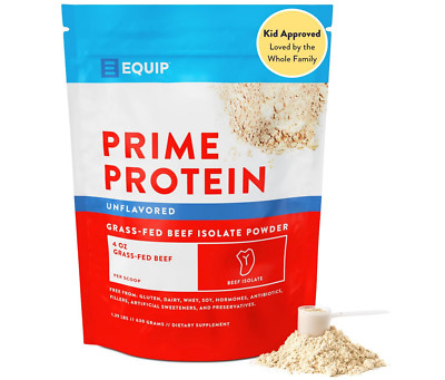 Equip Foods Prime Protein 1.39Lb Grass-Fed Beef Powder Isolate unflavored. 09/26