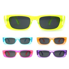 Neon Pop Color Mod Square Rectangle Retro Sunglasses